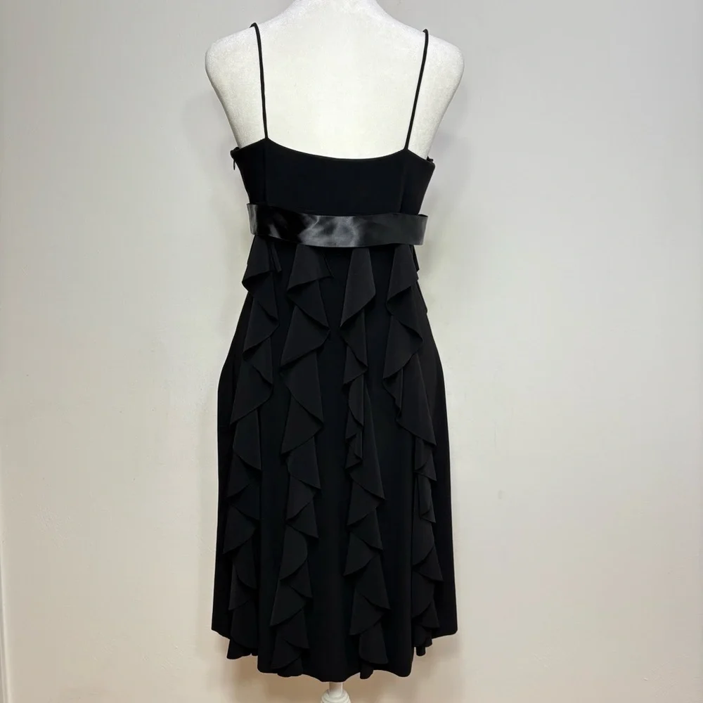 CACHE Y2K Vintage Prom Wedding Formal Dress Ruffles Rhinestone Sleeveless USA - Picture 6 of 15
